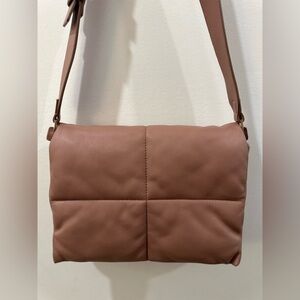 100% Sheep leather All Saints Crossbody purse mauve/dusty rose/blush color